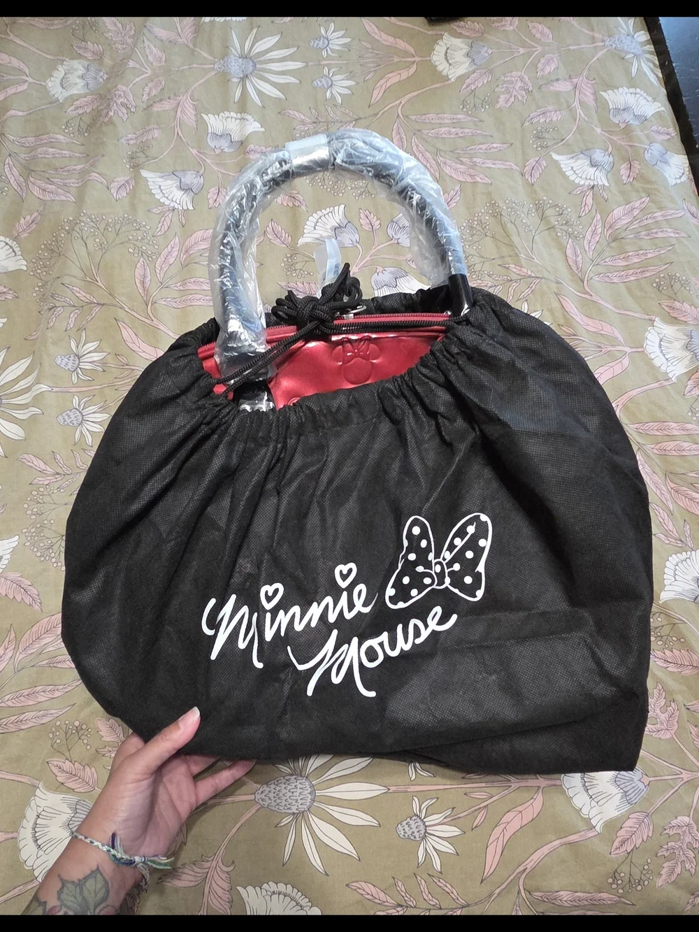 Minnie & Mickey Red Metallic Dome Satchel